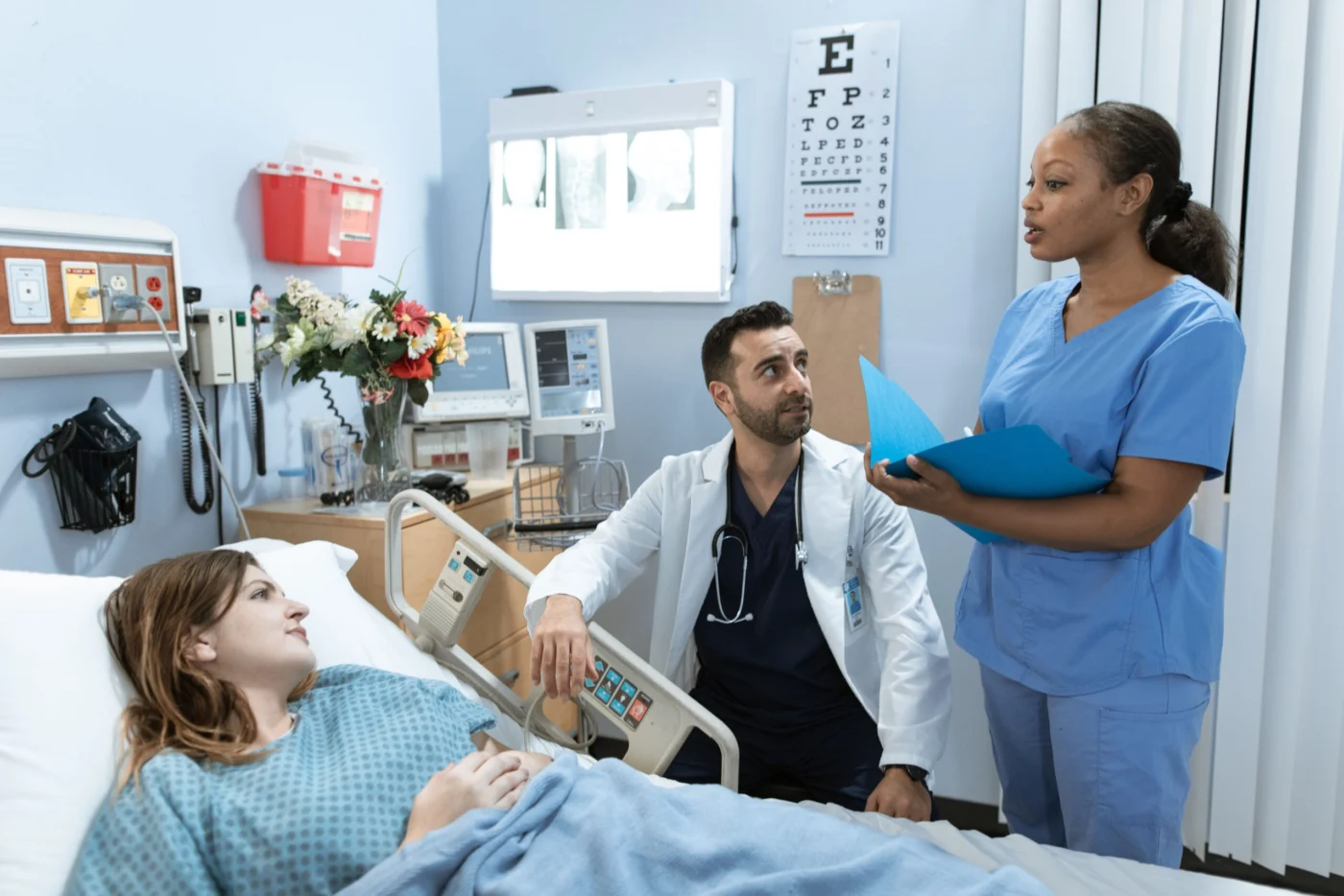 Doctor consulting with a patient about travel vaccination and health preparation before a trip